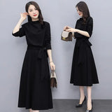 Patcute  Long Sleeves Dresses Spring Autumn Solid Color Fashion Dress Women's Midi Elegant Loose Ladies  Casual Dressed Luxury Korean