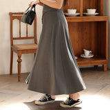 Patcute  High Waist Modal Umbrella Skirt for Women, Elegant Elastic OL Long Skirt, French, Good Quality, Spring Summer, Plus Size, 2024