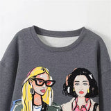 Patcute  Autumn/Winter New Product Women's Fashion and Casual Versatile Loose Round Neck Long Sleeve Printed Sweater