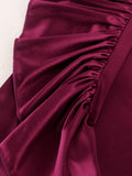 Patcute  Elegant Women Party Even Dresses Sexy Sparkly Satin Stretch Strap Maxi Long Dress Willon Green Burgundy Curvy Formal Event Gowns