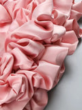 Patcute  Pink Satin Ruffle Party Dresses for Women Evening Gowns 2024 Spring New Luxury Elegant Women's Dress Fashion Mini Woman Clothes