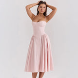 Patcute Pink Summer Dress 2024 New Arrivals Spaghetti Strap Elegant Midi Dress Fit and Flare Dress Sexy Women's Clothing