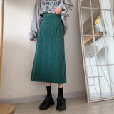 Patcute   Corduroy Long Skirts Women Autumn Winter Straight Design Students Casual Skirt Korean Fashion High Waist A-Line Skirts