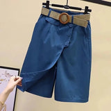 Patcute  Pants Skirt for Women Shorts Summer Wide Leg Blue High Waist Straight-legged  Pockets Woman Short Black Korean Fashion Culotte