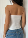 Patcute Sweet Y2K Contrast Lace Strapless White Tube Top Women 2000s Cute Kawaii Cropped Vest