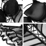 Patcute  Floral Lace Sexy Women Bandage Bustiers Corset Push Up Backless Bodysuit Hollow V-neck Underwear Female Fashion Bustier Lingerie