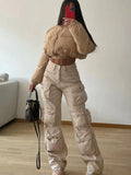 Patcute  Multiple Pockets Cargo Pants For Women Loose High Waist Fashion Sweatpants Women's Baggy Streetwear Pant Woman Trousers