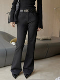 Patcute  Autumn and Winter Women's Casual Solid Color High Waist Slim Fit Flare Pants