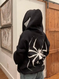 Patcute Y2k Emo Women Streetwear Hoodie Spider Punk Zip Up Hoodies Graphic Oversized Sweatshirt Gothic Harajuku Kpop Alt Men Clothes