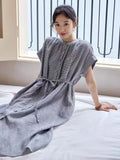 Patcute  Women's Short Sleeve Long Dresses Cute Robe Loose Cotton Dresses Elegant and Pretty Girdle Dress 2024 New Holiday Vestidos