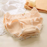 Patcute 5Pcs/set Lolita Underwear Girls Cute Bow Briefs Cotton Panties for Female Women Lace Lingerie Solid Sexy Pantys Underpants