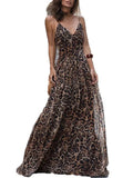 Patcute European And American Style Leopard Print V-Neck Strap Dress For Women With Fashionable And Sexy Design Sense