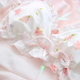 Patcute Underwear Set Women Kawaii Japanese Bra & Panties Set Wirefree Soft Underwear Sleep Intimates Set Cute Lolita Bra and Panty Set