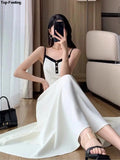 Patcute Elegant Solid Midi Dress 2 Piece Set Office Lady Chic Suit Spring Short Jacket Sleveless A-line Dresses Outfits Korean Clothes