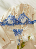 Patcute Floral lingerie Exotic Sets Bra Kit Push Up Lace Embroidery Intimate Goods See Through Exotic Sets Tulle Underwear