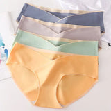 Patcute 4pcs Cotton Maternity Panties High Waist Pregnant Panties Adjustable Belly Support Briefs for Pregnant Women Solid Color Panties