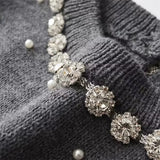 Patcute Spring/Summer New Women's Fashion and Elegance Versatile Artificial Pearl Knitted Sweater