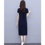 Patcute Summer Women's New Thin Western-style Slim Loose Belly Long T-shirt Sports Style Knee-length Fashion knitted Dress