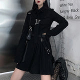 Patcute  EMO Gothic Cargo Shirt Suit Egirl Punk Chain Ribbon Skirts Goth Dress Autumn Streetwear Harajuku Black Grunge Aesthetic Clothes