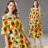 Patcute  Celebrity Runway Dress Women Fashion  Ruffles Sexy Slash Neck Elastic Waist Beach Vacation Long Dresses Ladies