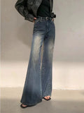 Patcute   Y2k Blue Flare Jeans for Woman Vintage Wide Leg Denim Pants Female Full Length Baggy Pantalones Vaqueros Mujer Spring