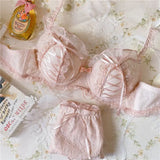 Patcute Sweet and lovely girl, soft girl, palace lace bra&underwear bra set