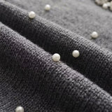 Patcute Spring/Summer New Women's Fashion and Elegance Versatile Artificial Pearl Knitted Sweater