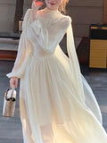 Patcute French Elegant Slim Ruffle Dress Summer Women Graduation Evening Party Robe Female Bubble Sleeve Korean Chiffon Vestidos