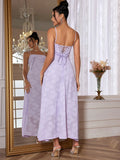 Patcute New Summer Elegant Maxi Dress 2024 New Arrival Purple Spaghetti Strap Wedding Guest Dress Lace Up Party Dresses