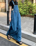 Patcute SML Women Loose Ladies Vintage Long Denim Dress Female Tassel Spaghetti Strap Jeans Denim Dresses Female (78913