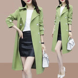 Patcute  New Casual Thin Trench Coat Women Outwear Mid Long Slim Windproof Coat Spring Female Windbreaker Coat Mujer M-3XL