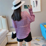 Patcute  Cheap wholesale  spring summer autumn new fashion casual nice pull over sweater women female OL purple sweater woman BAPK