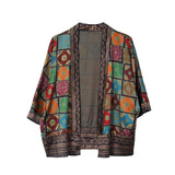 Patcute Spring/Summer New Silk Printed Bat Sleeves Wide Lady Short Coat Women's Satin Cardigan Mom's Sunscreen Shawl Jacket