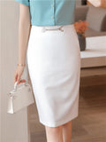 Patcute  Skirts For women Summer Office Ladies Sexy Pink High-waisted  Midi Pencil Skirt Korean Fashion Black White Skirt