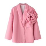 Patcute  2024 Spring New Women's Fashion and Elegance Casual Versatile Flower Decorative Woolen Suit Coat