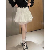 Patcute  White Lace Mini Skirt for Women Girl Kawaii Short Skirt for Summer Fairycore Clothes Korean Fashion Lolita Clothing Fairy Core