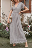 Patcute  Elegant V-neck Lace Maxi Formal Evening Dress