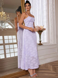 Patcute New Summer Elegant Maxi Dress 2024 New Arrival Purple Spaghetti Strap Wedding Guest Dress Lace Up Party Dresses