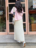 Patcute  Korean Style Chic Pop Bubble Plaid Long One Step Skirts Women Spring Summer Autumn Lady Elegant Slim Skirt Female Dropshipping