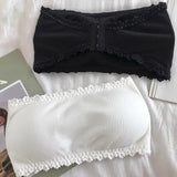 Patcute Lace Strapless Bra Women Sexy Tube Top Invisible Push Up Bralette Lady Seamless Underwea Lingerie Summer Chest Wraps Crop Tops