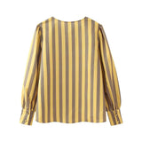 Patcute * Spring/Summer New Women's Fashion and Loose Style Round Neck Striped Simple Long sleeved Shirt