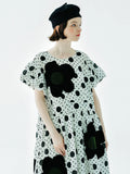 IMAKOKONI original design round neck pullover flower print polka dot short-sleeved dress summer women's wear