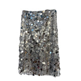 Patcute  2024 Spring and Summer New European and American Silver Large Sequined Street Fashion Hot Girl Mid-Length H Skirt Women's Skirt