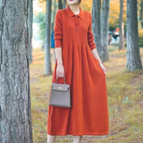 Patcute Autumn Winter New Woolen Dress Women's Long Polo Neck Loose Over Knee Dress Versatile Western Style Knitwear Bottom Long Dress