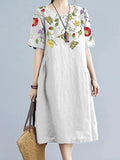 Patcute  Fashion Women Floral Print Dress Summer Short Sleeve Midi Dress Vestidos  Elegant Casual Loose Dress Woman's Clothing