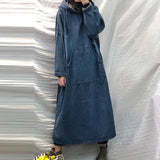 Patcute  Spring Autumn New Women Long-sleeved Denim Dress Female Button Pocket Vintage Casual Baggy Ladies Streetwear Robe