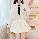 Patcute  Suit Female JK Suit Jacket Pleated Skirt Spring and Autumn Dress Professional Dress Temperament Goddess Fan Two-Piece Suit