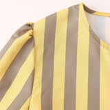 Patcute * Spring/Summer New Women's Fashion and Loose Style Round Neck Striped Simple Long sleeved Shirt