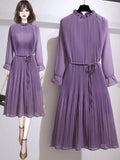 Patcute  Chiffon Female Dresses 2024 Satin Clothing Evening Prom Silk Party Midi Purple Women's Dress New in X Outfits Fashion One-piece