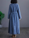 Patcute Literary Style Retro Slanted Collar Distressed Denim Dress Temperament Versatile Personality A-Line Dress For Women Robe K085